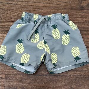 Gray Pineapple Print Kids Shorts